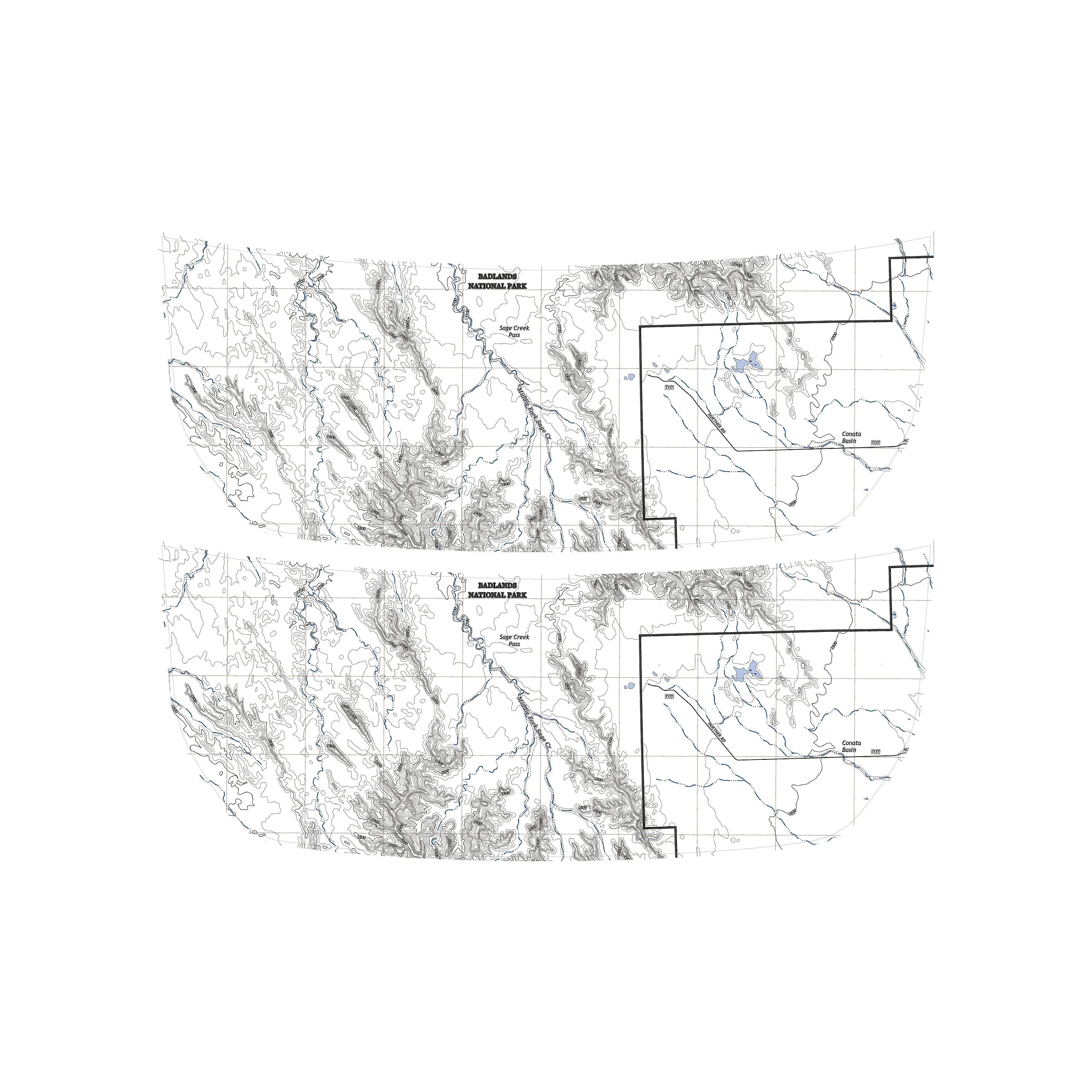 Stealth Clear Badlands Topographic Map Hood Overlay - 2021+ Bronco