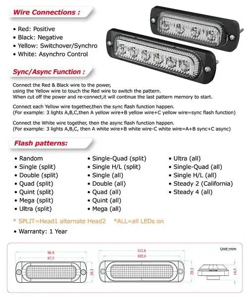ORACLE 6 LED slim strobe light, flush lighthead