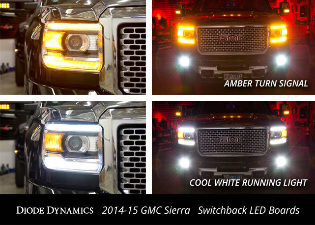 Diode Dynamics switchback DRL LED boards for 2014-2015 GMC Sierra – color options