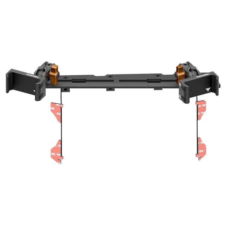 Toyota Tacoma dual phone mount dash bracket with orange accents and adhesive strips