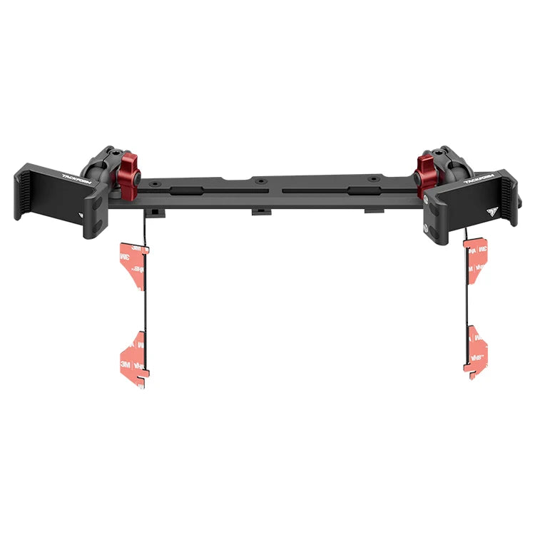 Tacoma dual phone mount dash bracket with red accents and adhesive strips
