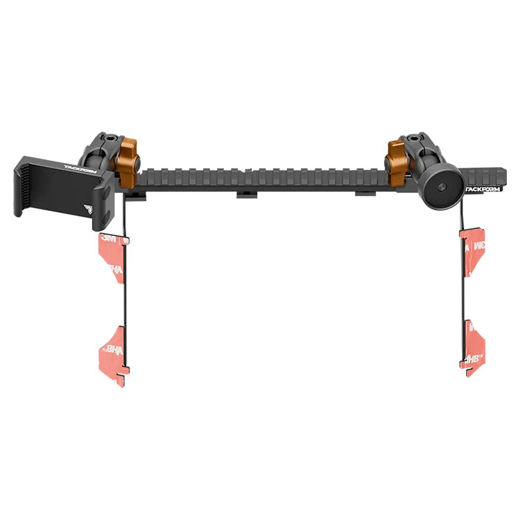 Tacoma phone and radio dash mount bracket with orange accents for overland vehicles