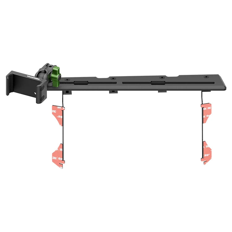 Toyota Tacoma dashboard phone mount bracket with adhesive strips, black and green hardware