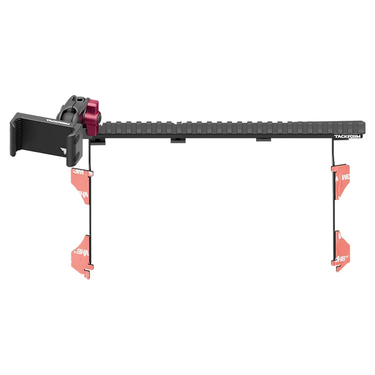 Toyota Tacoma dashboard phone mount bracket with pink clamp and adhesive pads