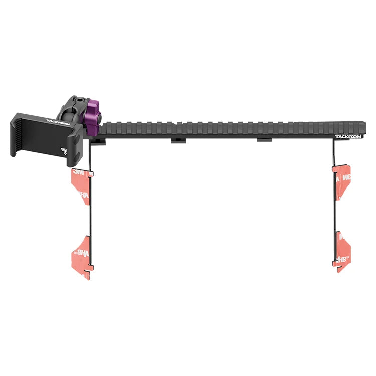 Tacoma dashboard phone mount with purple adjustment knob and adhesive brackets