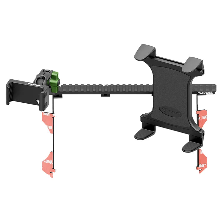 Tacoma dash bracket phone and tablet mount with adjustable arms and green accents