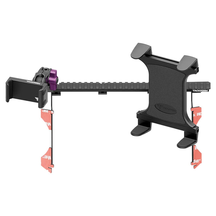 Tacoma dashboard phone and tablet mount bracket with purple accent, adhesive pads visible