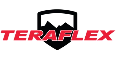 Teraflex logo in bold red text with mountain shield silhouette, automotive accessories branding