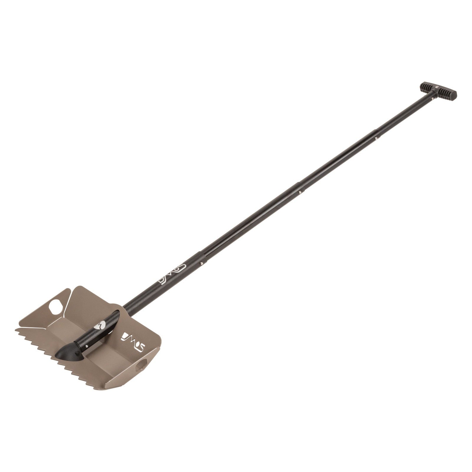 Stealth overland recovery shovel with serrated edge and flat dark earth blade