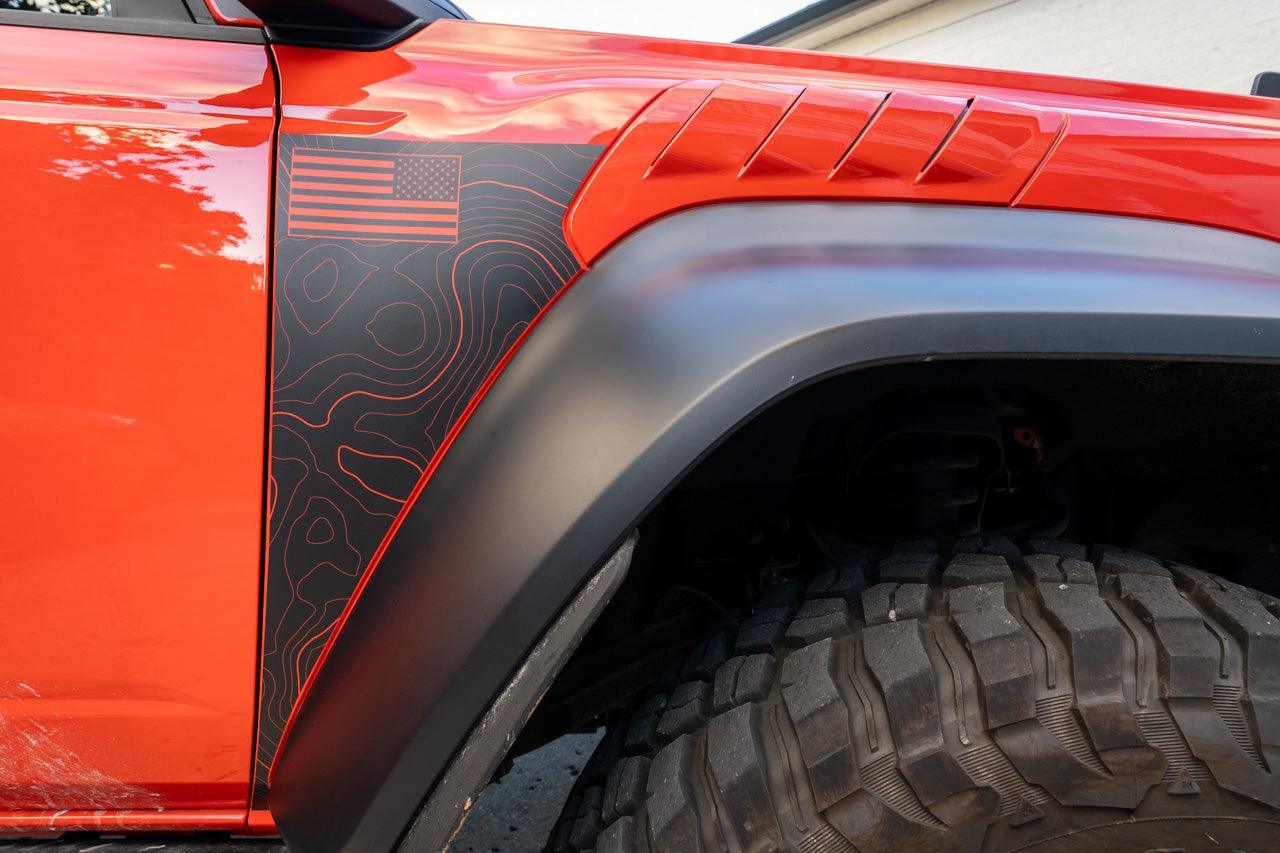 Topo American Flag Fender Overlays (Clear) - 2022+ Bronco Raptor