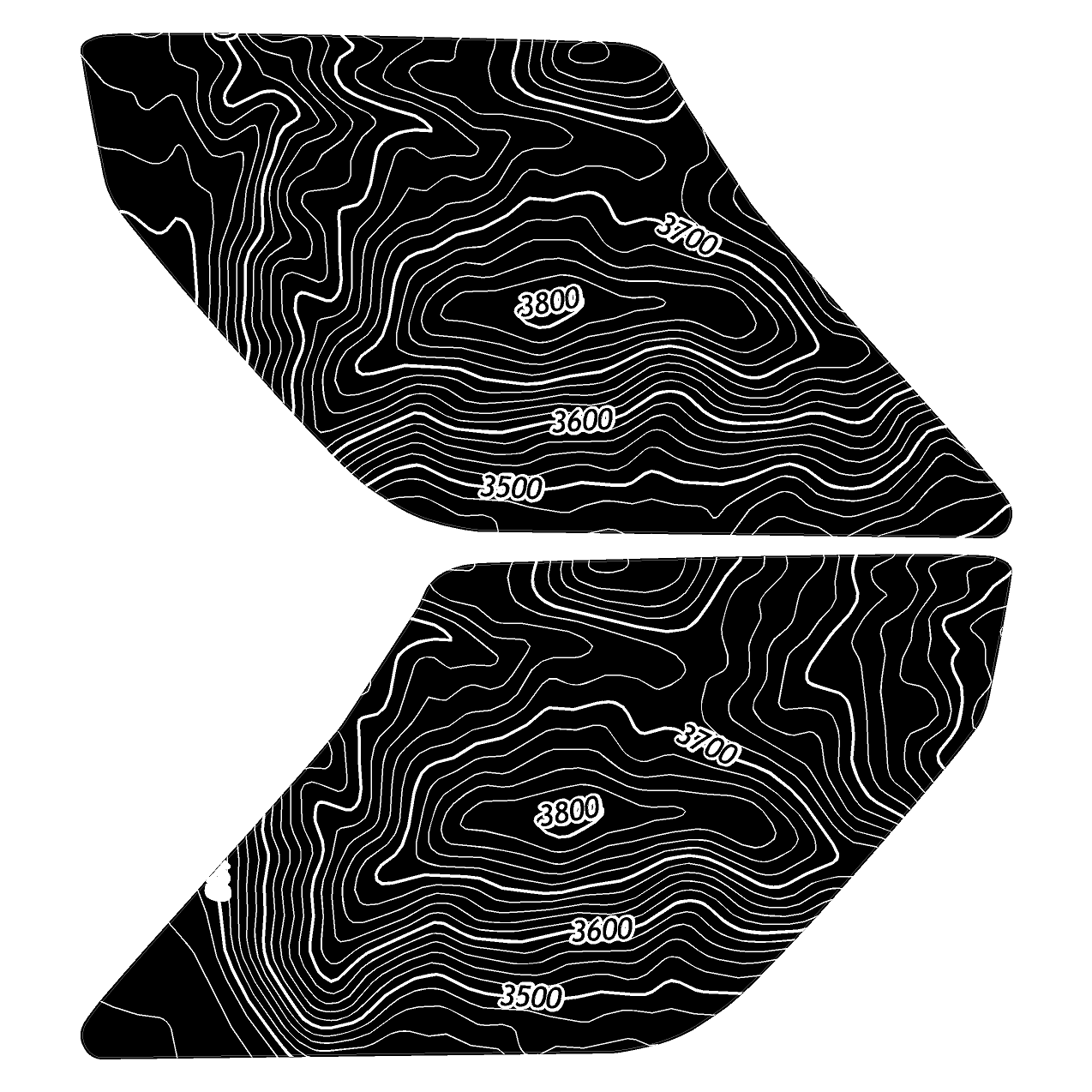 Topo Interior Sun Visor Overlays (Printed Series) - 2021+ Bronco (NO Homelink)