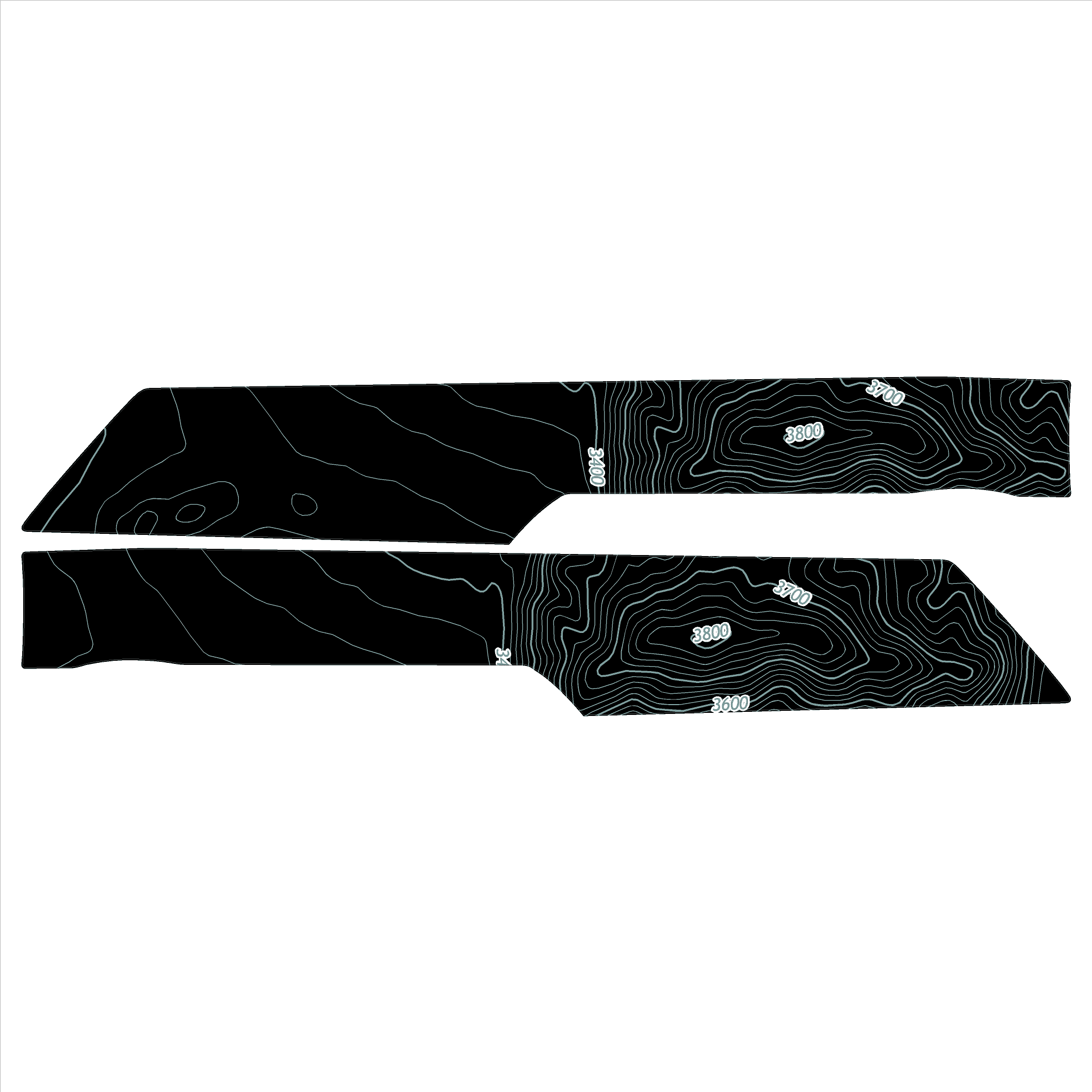 Topo Rear Interior Upper Door Card Insert Overlays (Printed Series) - 2021+ Bronco 4 Door
