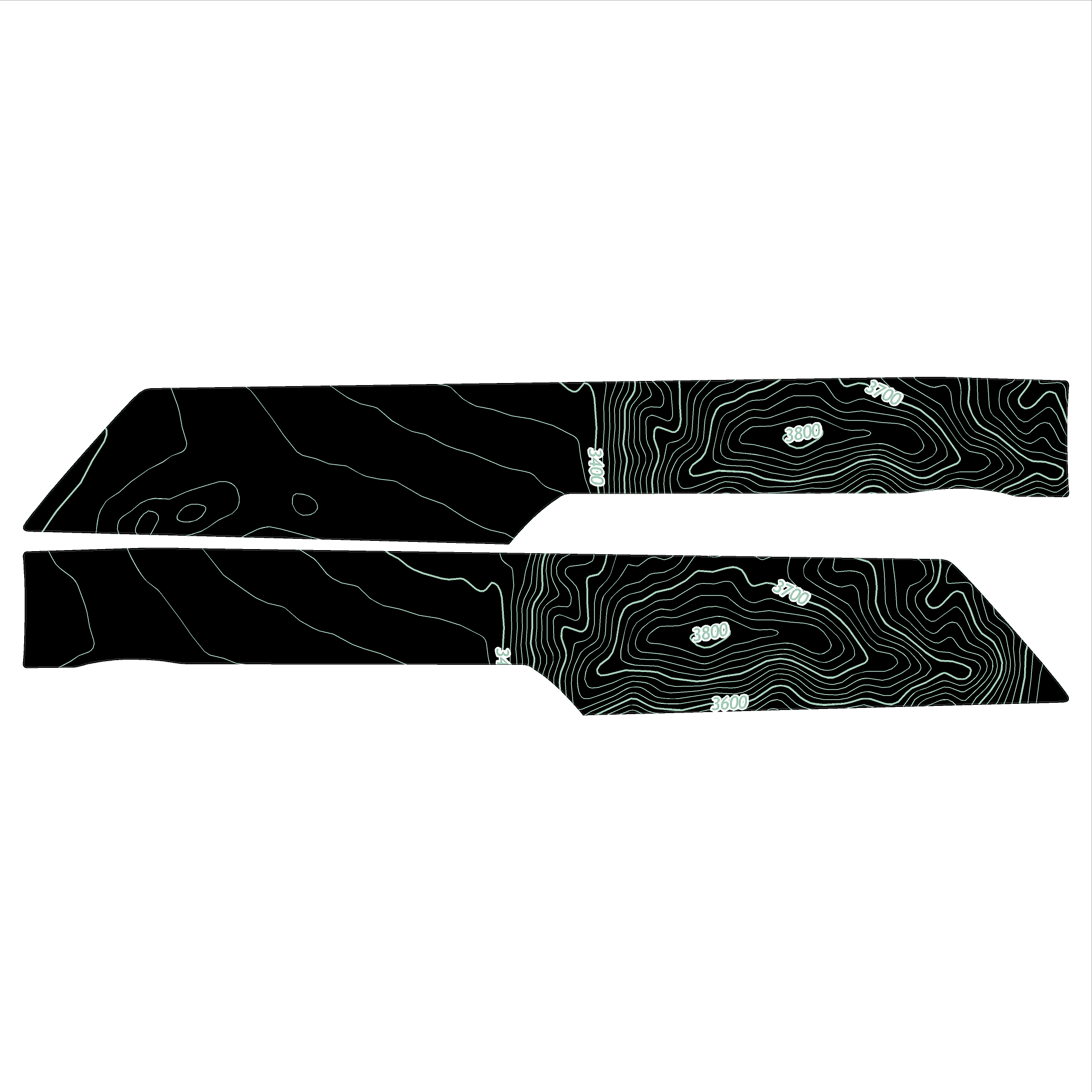 Topo Rear Interior Upper Door Card Insert Overlays (Printed Series) - 2021+ Bronco 4 Door