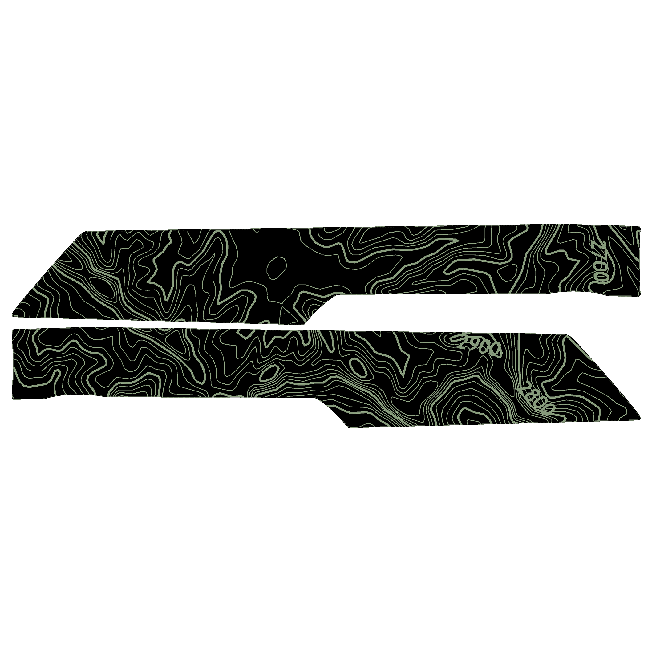 Topo Rear Interior Upper Door Card Insert Overlays (Printed Series) - 2021+ Bronco 4 Door