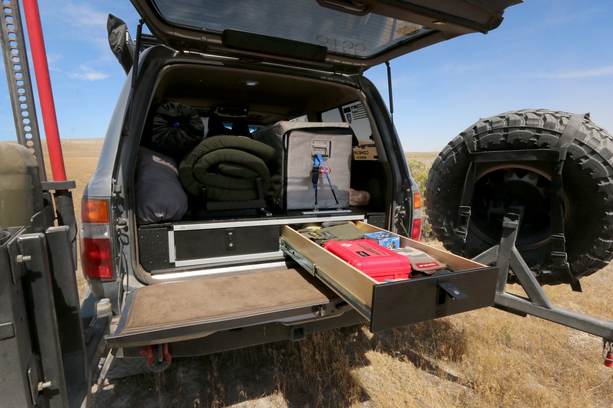 Goose Gear Toyota Land Cruiser 1991-1997 80 Series - Side x Side Drawer Module with Fitted Top Plate - 43-3/8" W x 8" H x 40" D