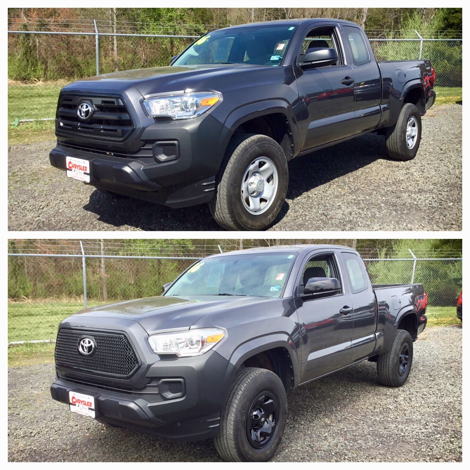 ABS6456BLK 16-19 Toyota Tacoma SR/SR5 1 PC Gloss Black Tape-on Grille Overlay