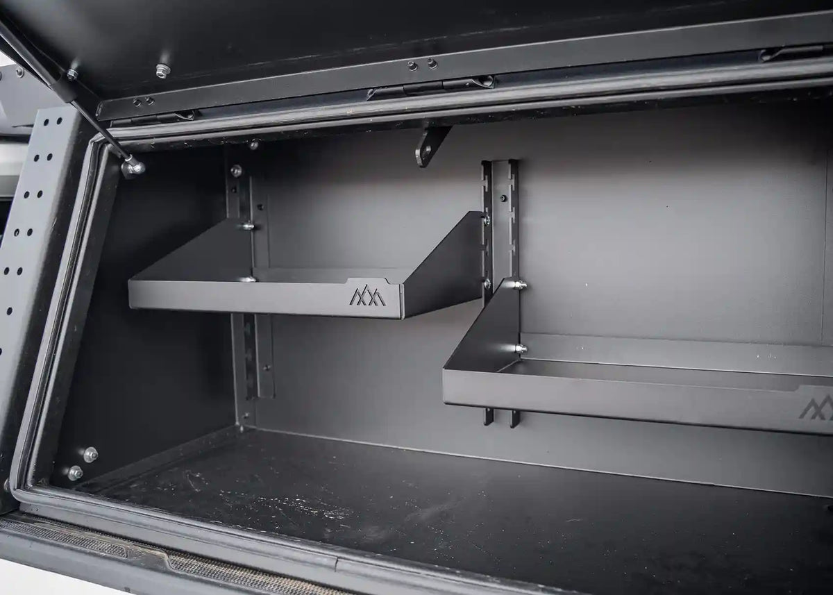 toyota-tacoma-bed-rack-storage-system-bundle-storage-box-open - NVMOS