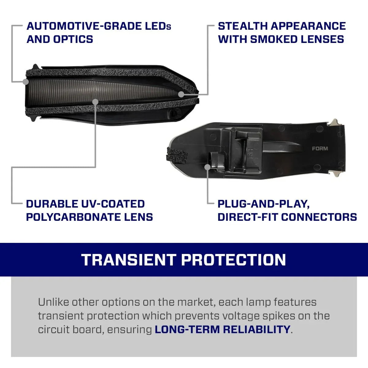 Toyota 4Runner and RAV4 LED smoked mirror lights, UV-coated lens, plug-and-play design