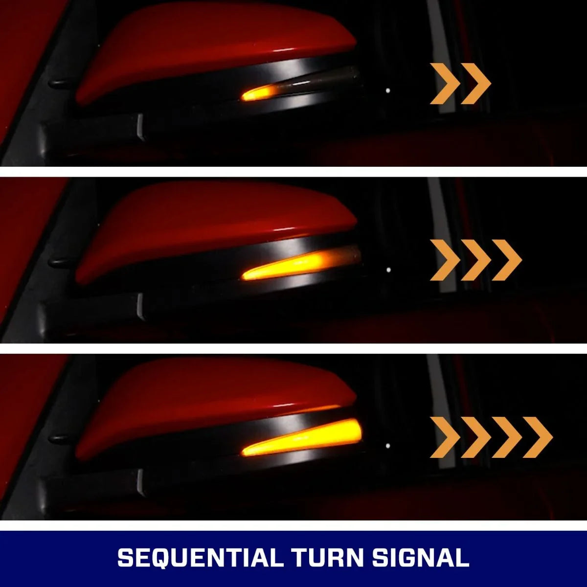 Toyota 4Runner side mirror with sequential LED turn signal light in three stages