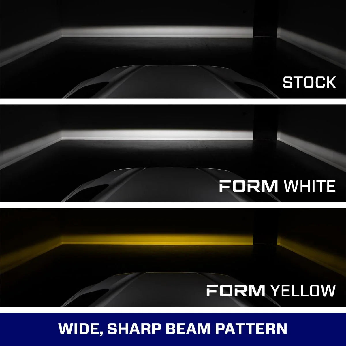 Comparison of stock vs white and yellow fog light beam patterns for Toyota vehicles