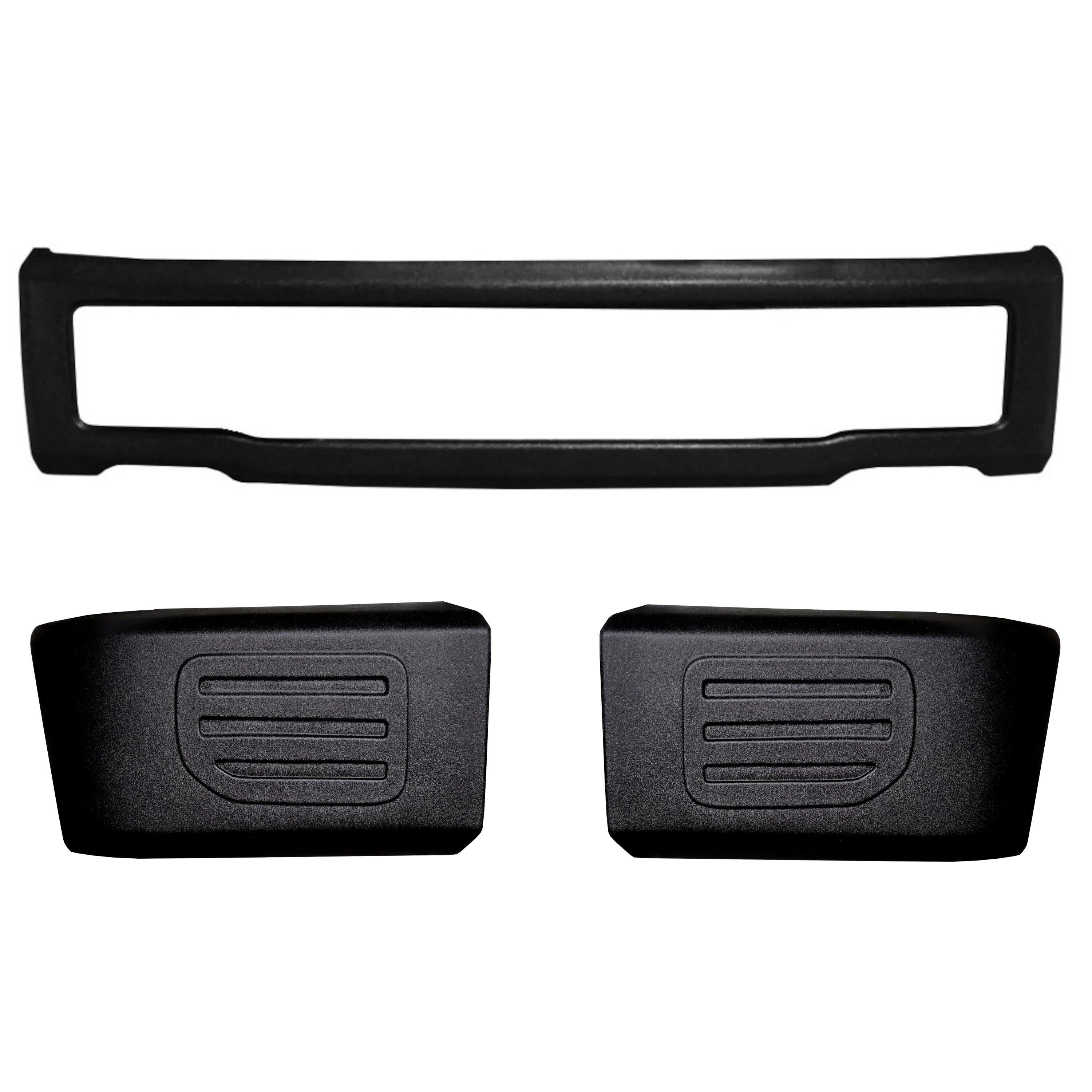 Textured TPO 2015-2017 Ford F-150 Front Bumper Covers no fog lamps, Chrome Delete Kit