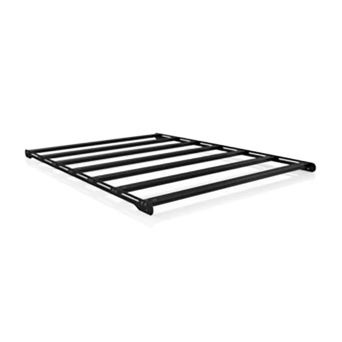 Black universal roof rack for overlanding vehicles, isolated on white background