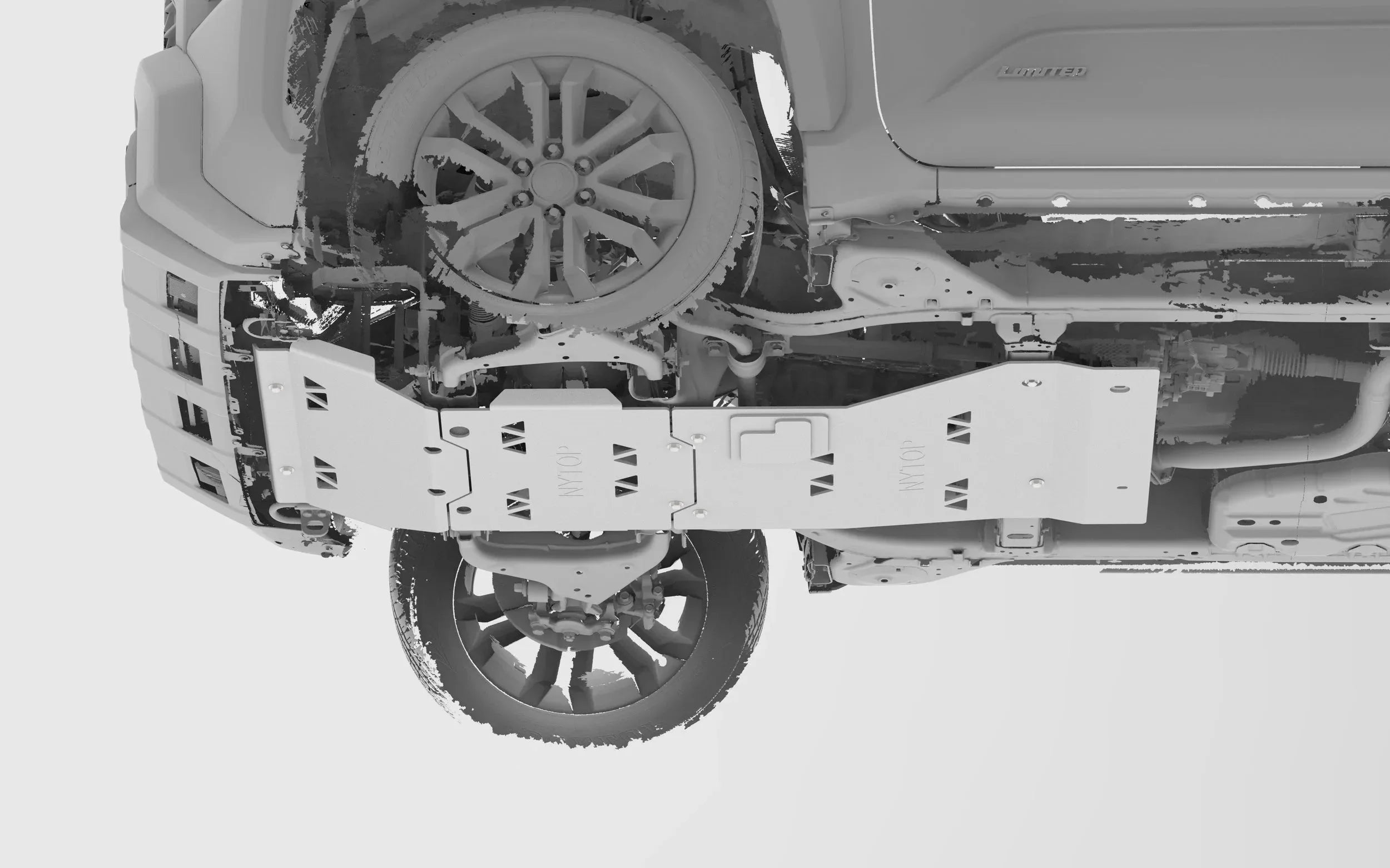 Toyota 4Runner underbody with heavy-duty skid plates for off-road protection