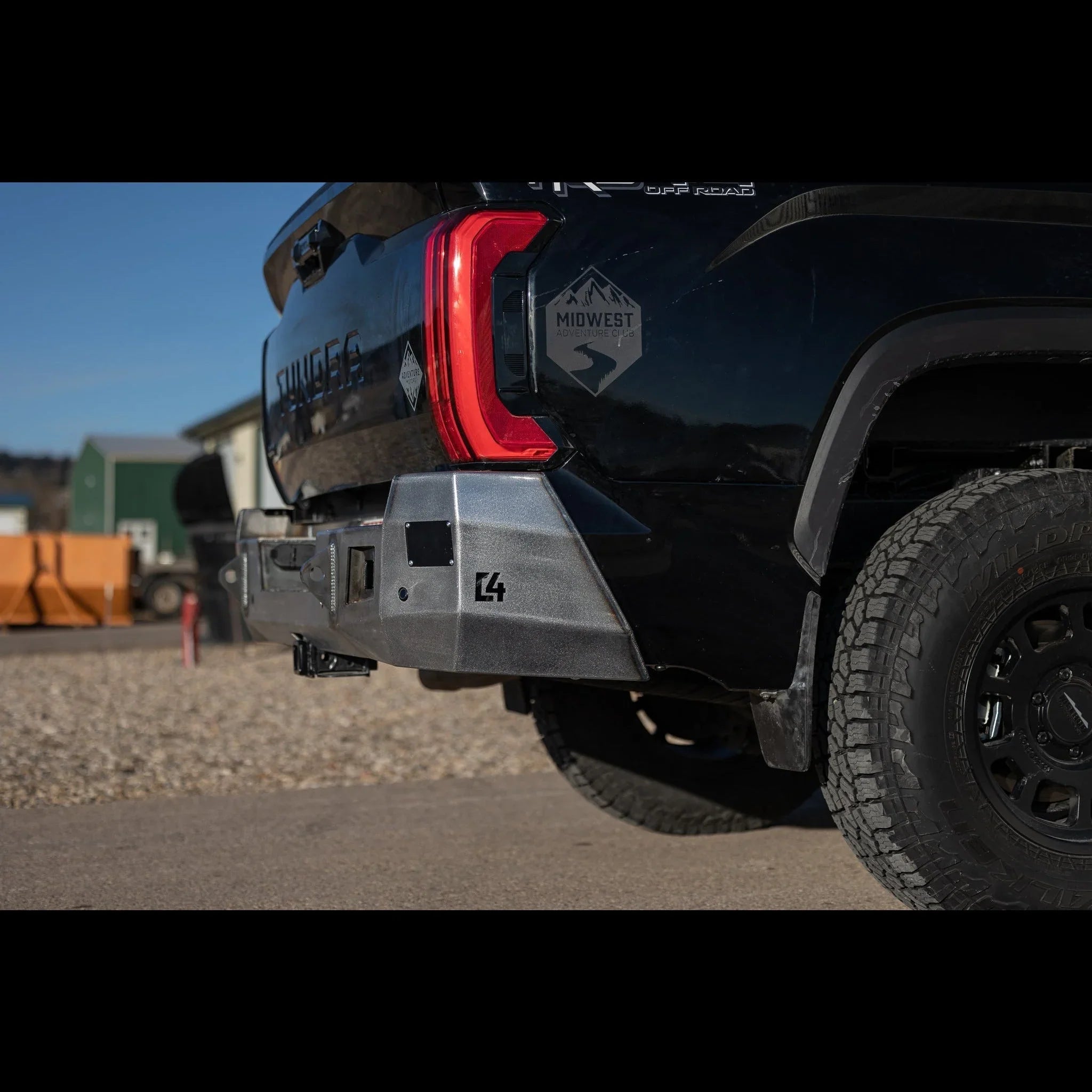 Toyota Tundra rear steel bumper with C4 logo for overlanding and off-road vehicles