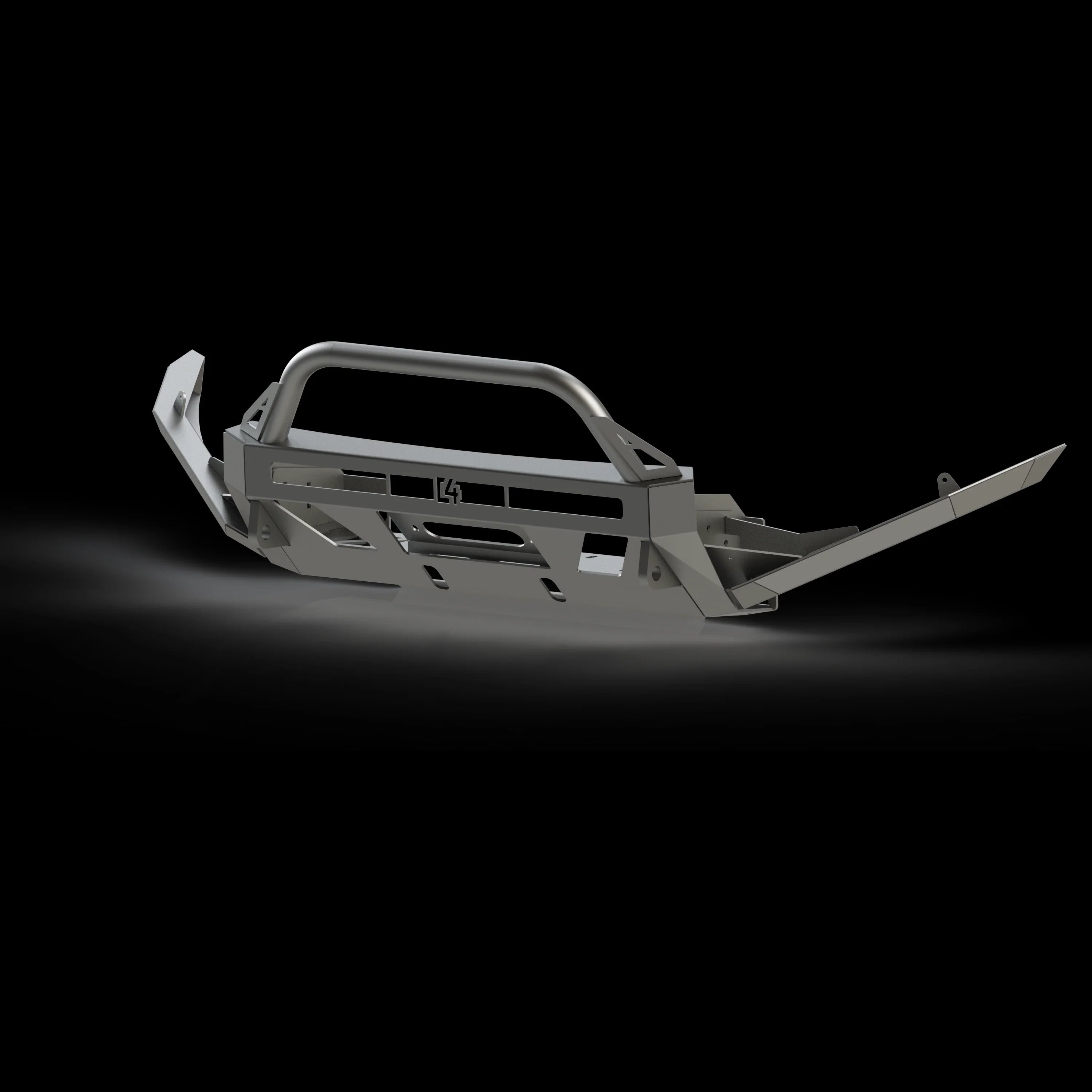 High clearance steel front bumper for Toyota 4Runner 5th Gen, off-road accessory on black background