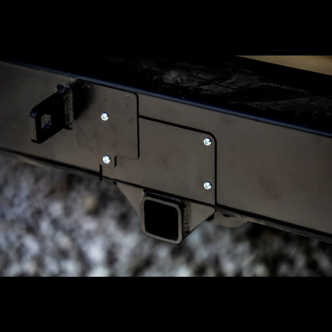 Closeup of Toyota 4Runner 5th Gen overland rear bumper with hitch receiver.