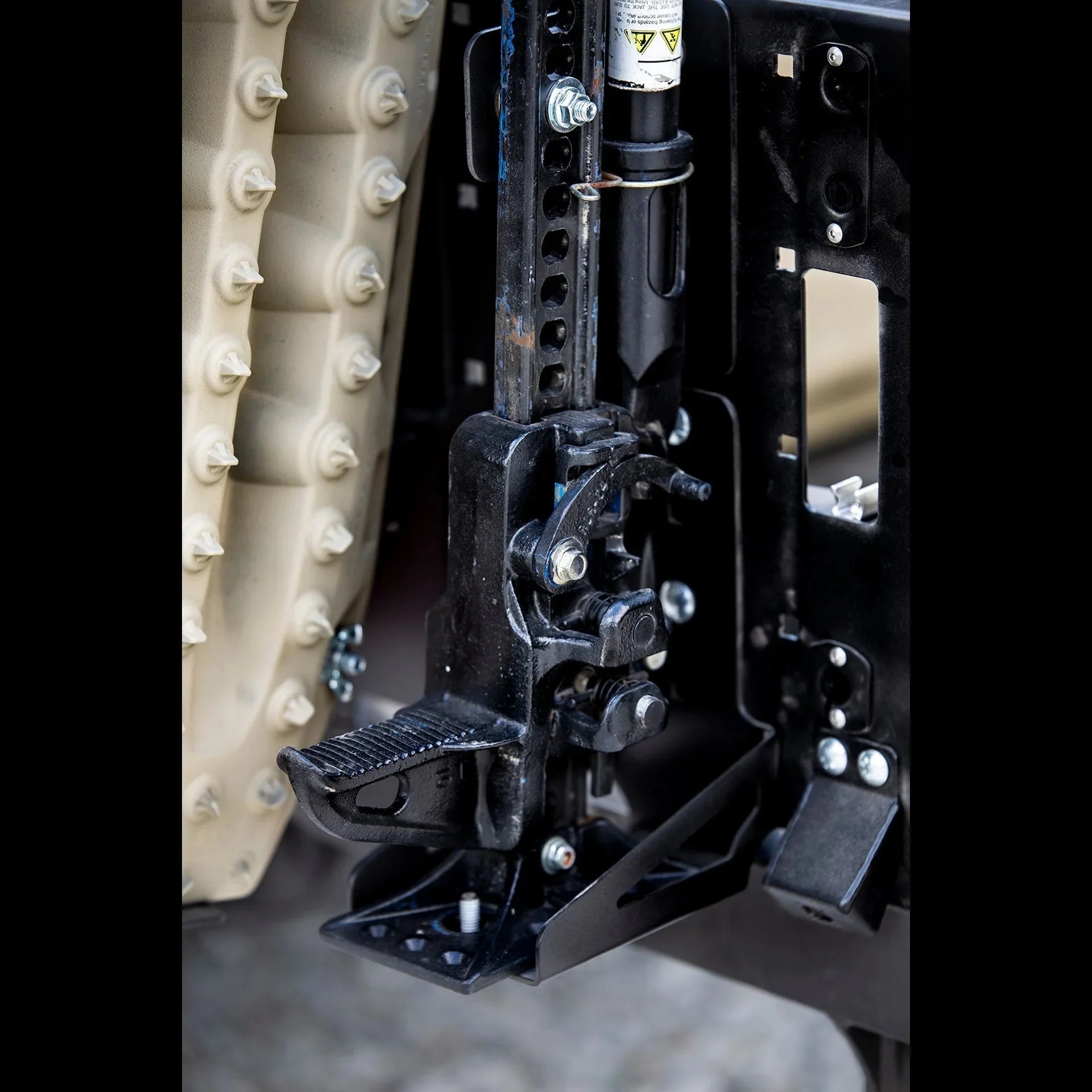 Close-up of off-road recovery gear mounted on a 5th gen Toyota 4Runner rear bumper