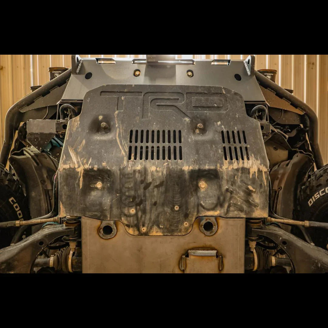 Toyota 4Runner TRD Pro integration skid plate installed under front bumper