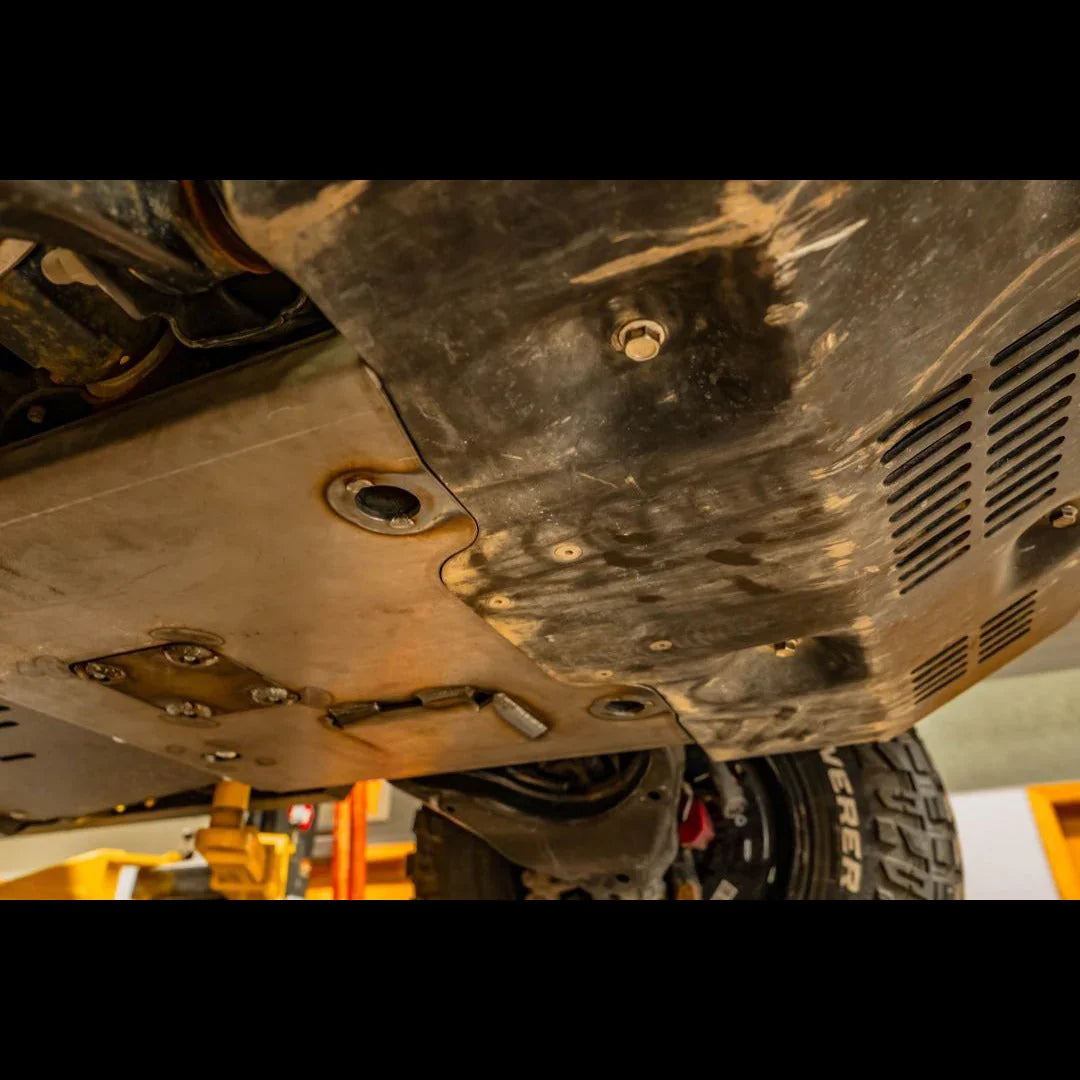 Toyota 4Runner TRD Pro skid plate installed undercarriage, off-road protection