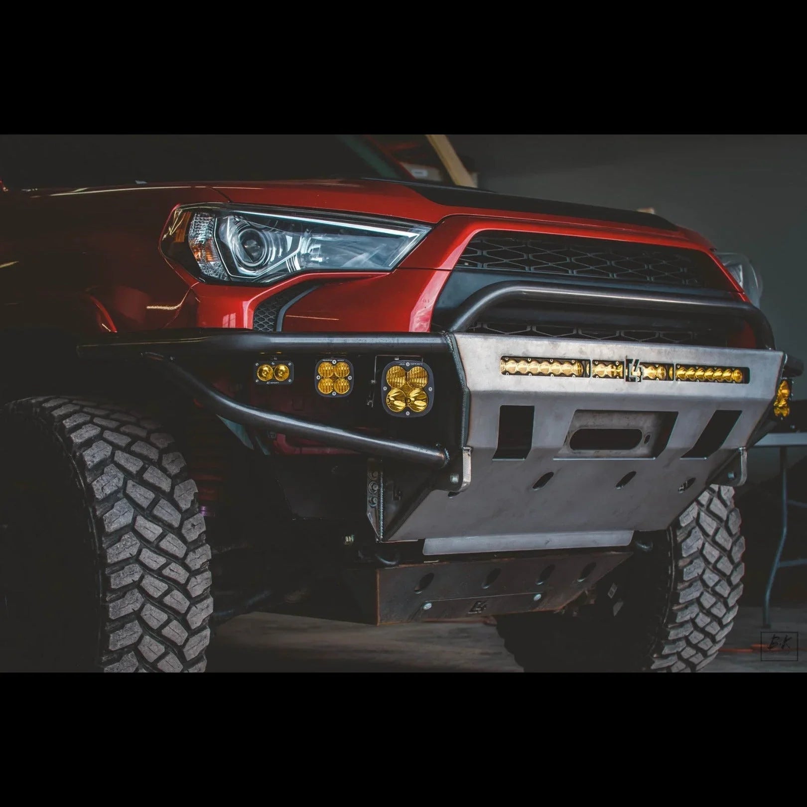 Toyota 4Runner front bumper with off-road LED lights and skid plate