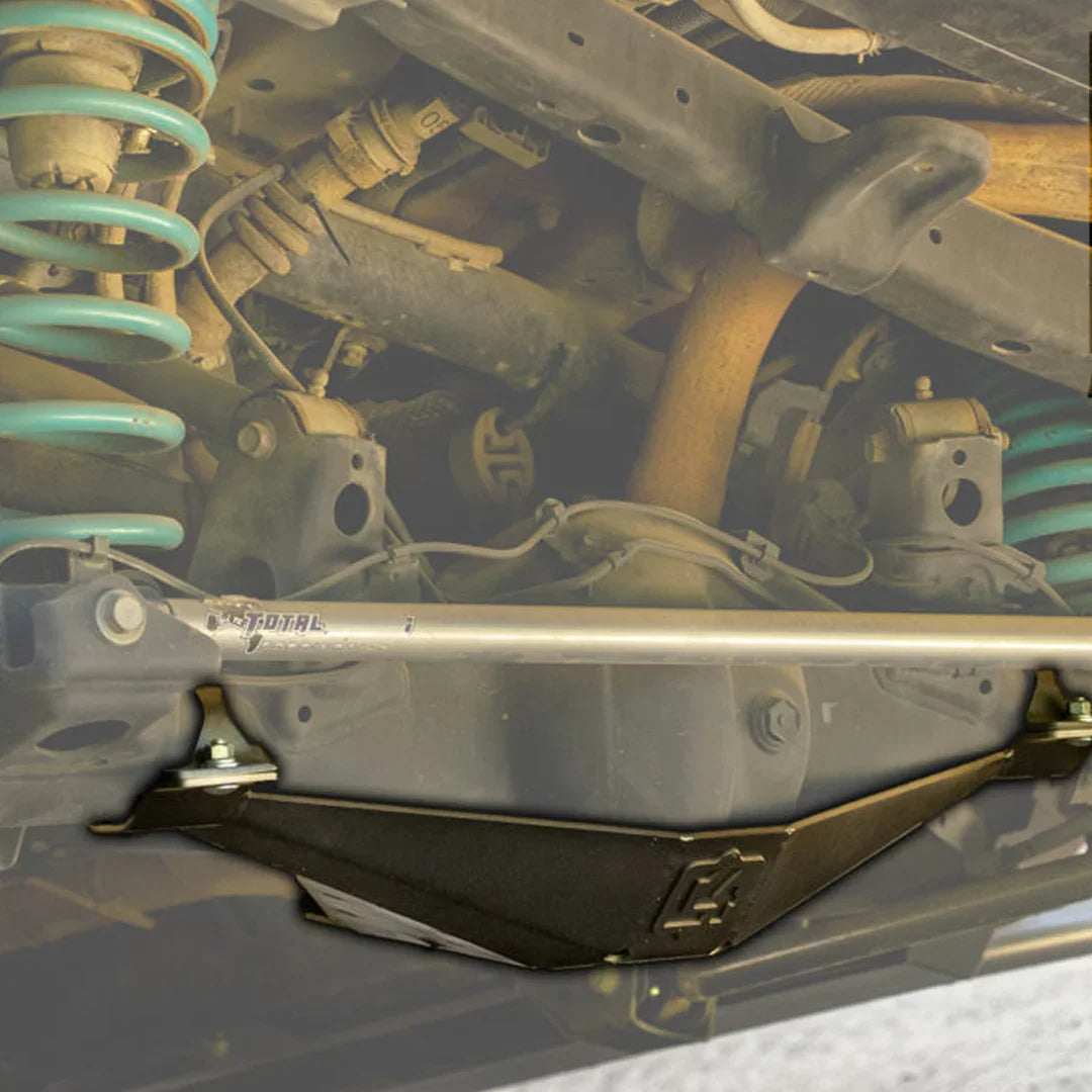 Toyota 4Runner rear differential skid plate installed, off-road vehicle undercarriage view