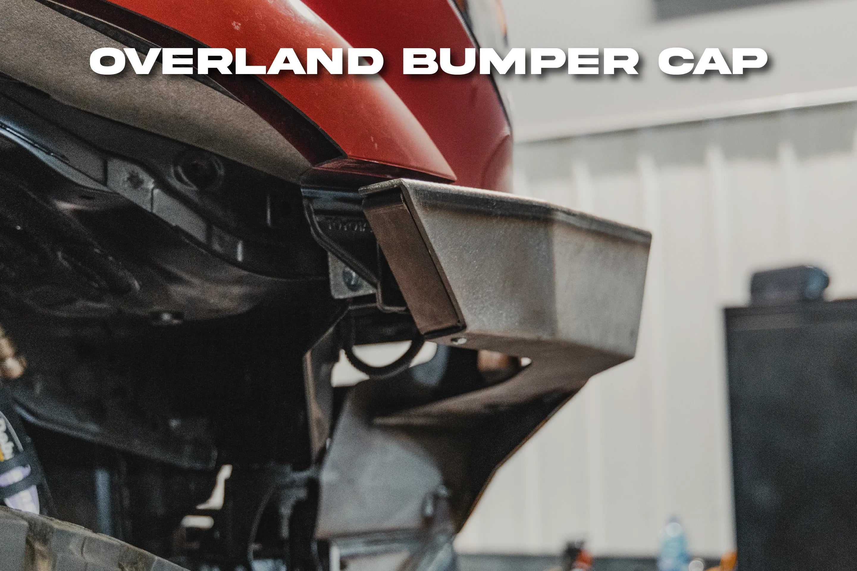 Steel overland bumper cap installed on off-road vehicle