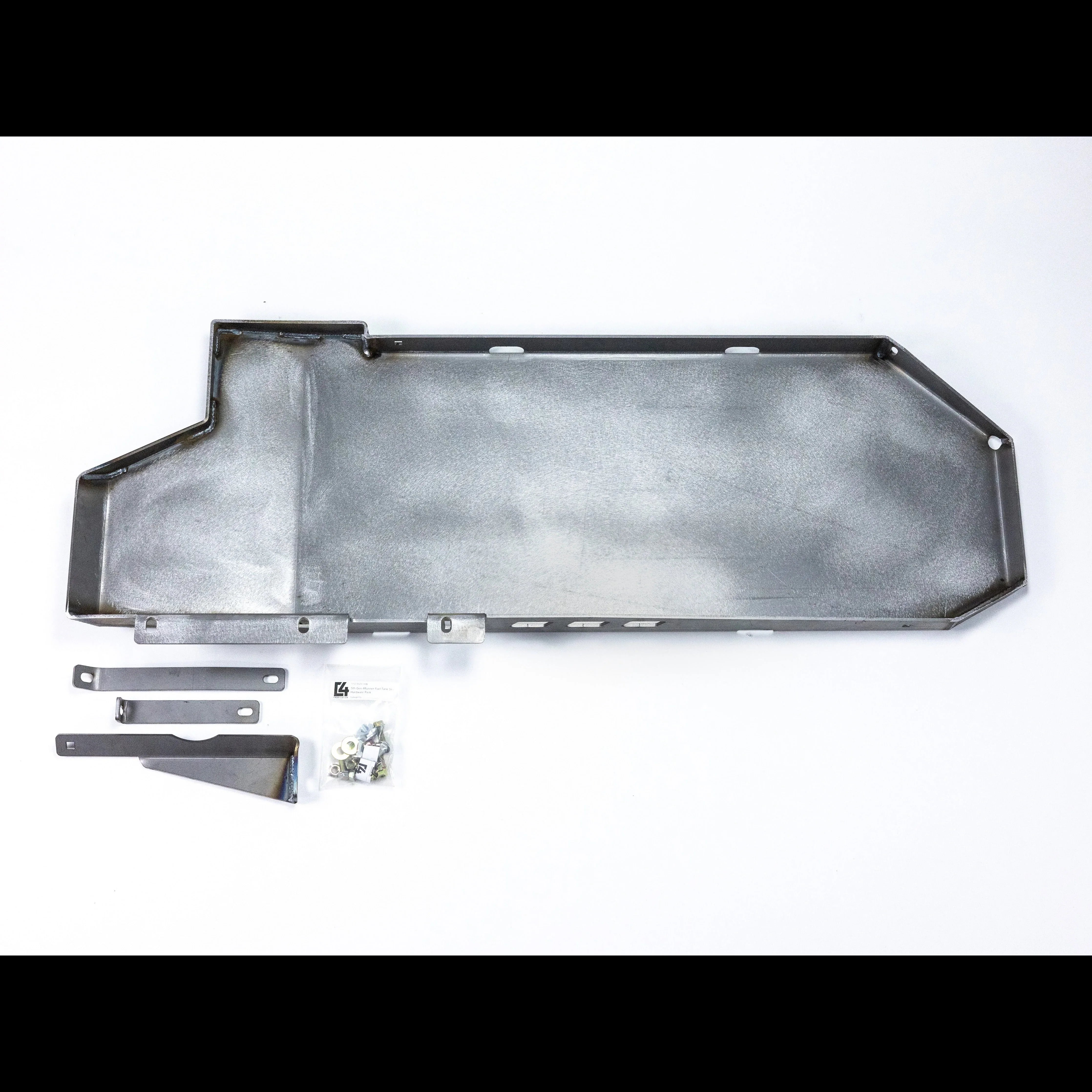 Steel skid plate with mounting brackets and bolts for off-road vehicle underbody protection