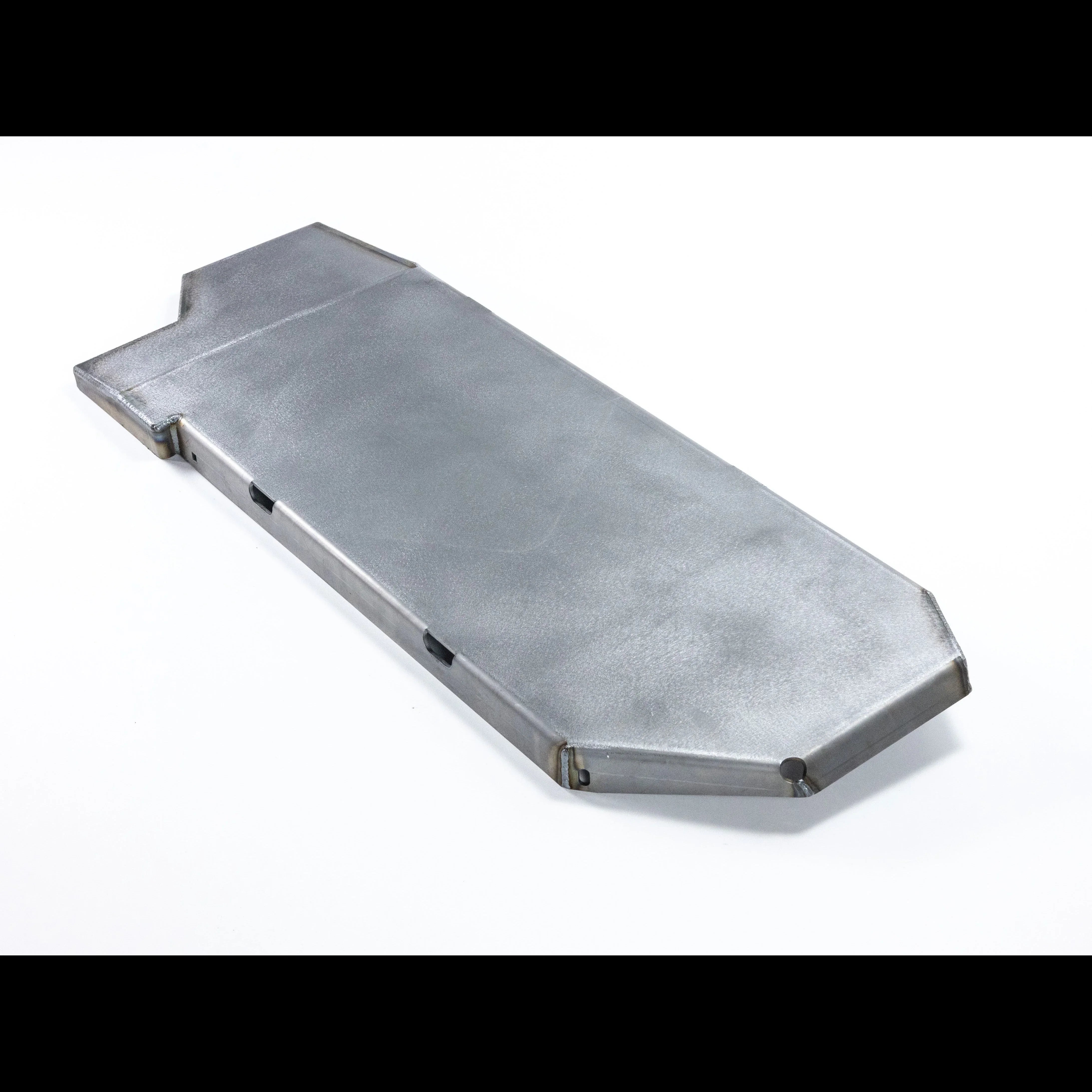 Steel skid plate for off-road vehicle protection, shown on a white background