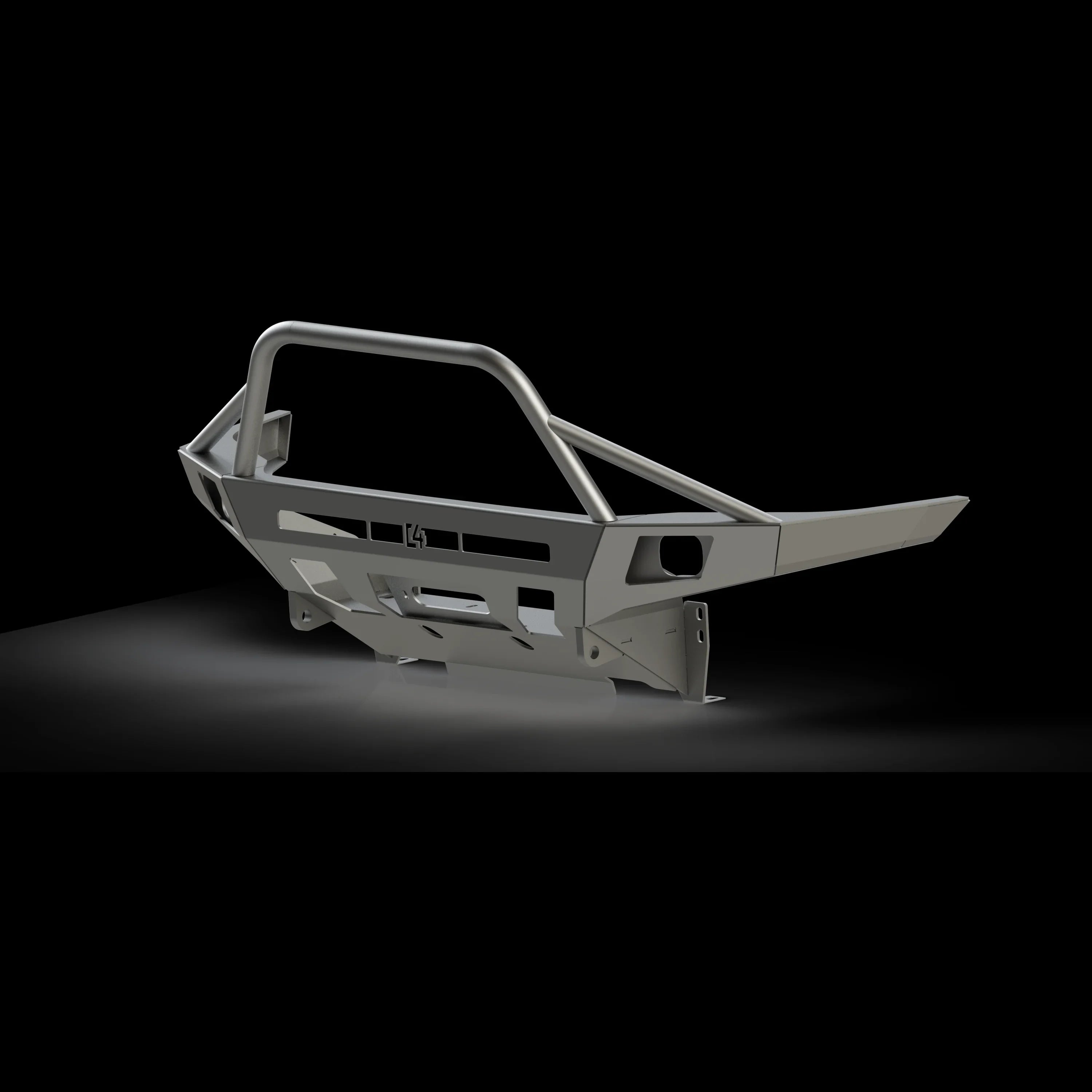 Steel overland front bumper for Toyota Tacoma 3rd Gen, off-road accessory on black