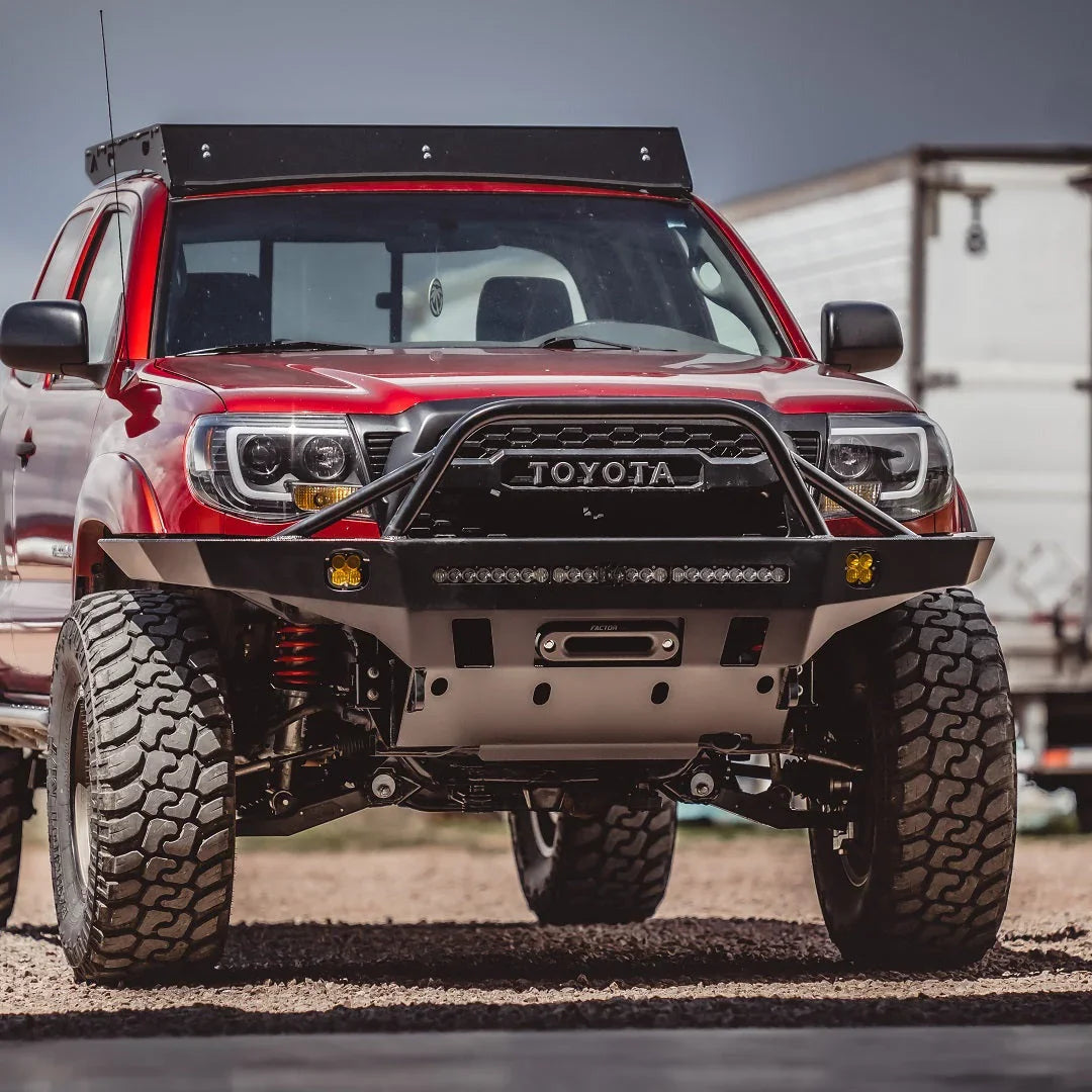 Toyota Tacoma 2nd Gen with overland front bumper and off-road accessories