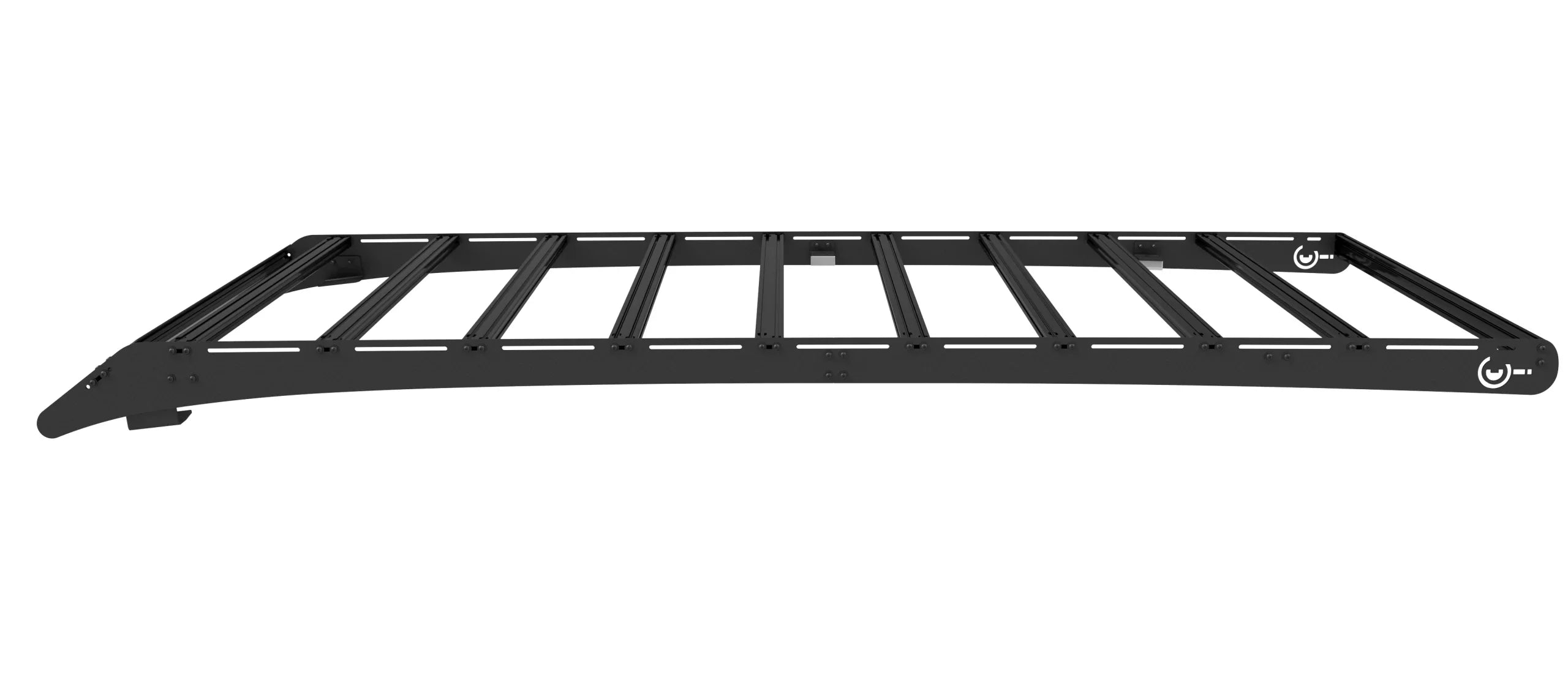 Aluminum roof rack for off-road and expedition vehicles, black, slotted design