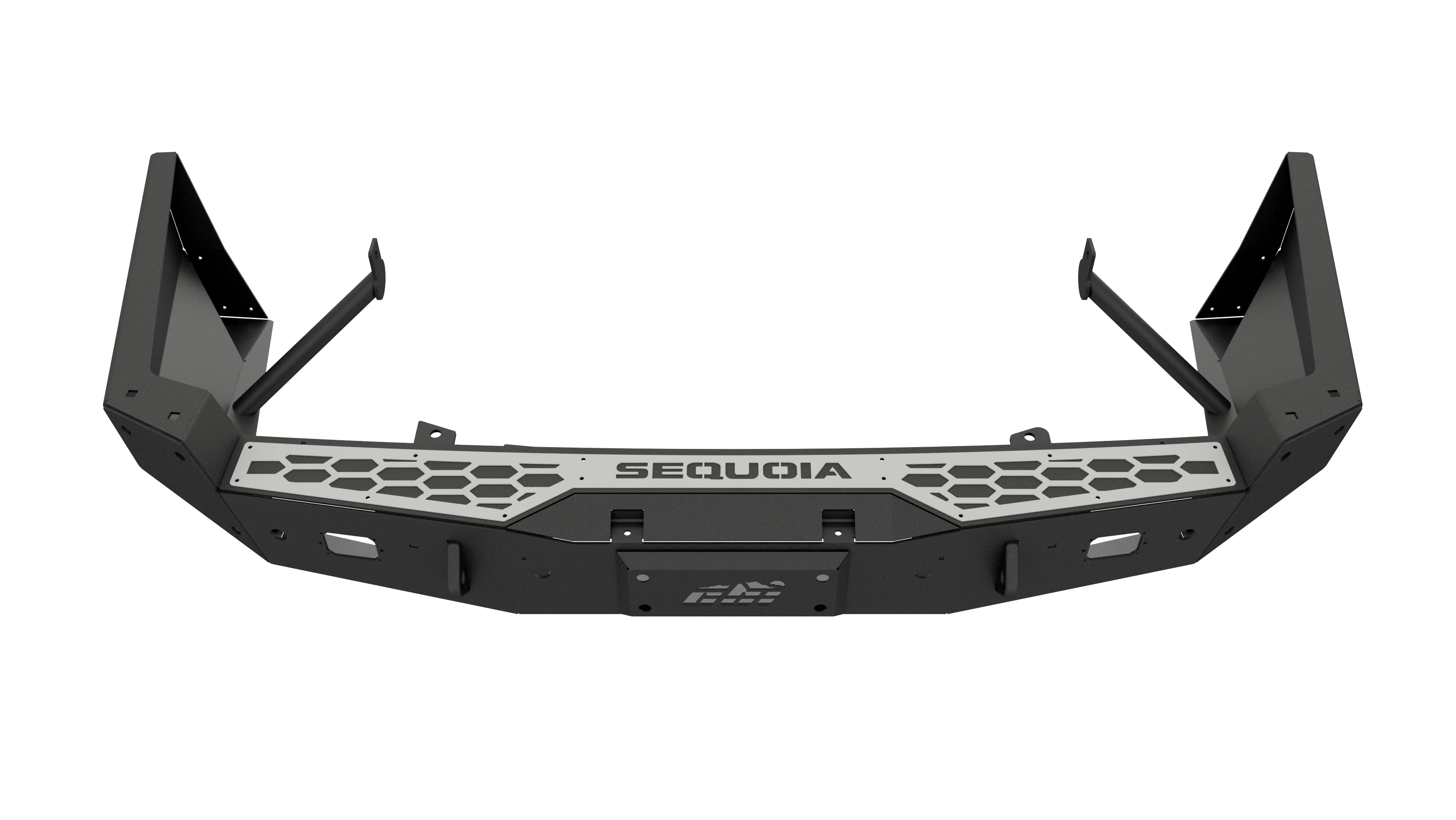 Heavy-duty steel front bumper for Toyota Sequoia, black with honeycomb accents