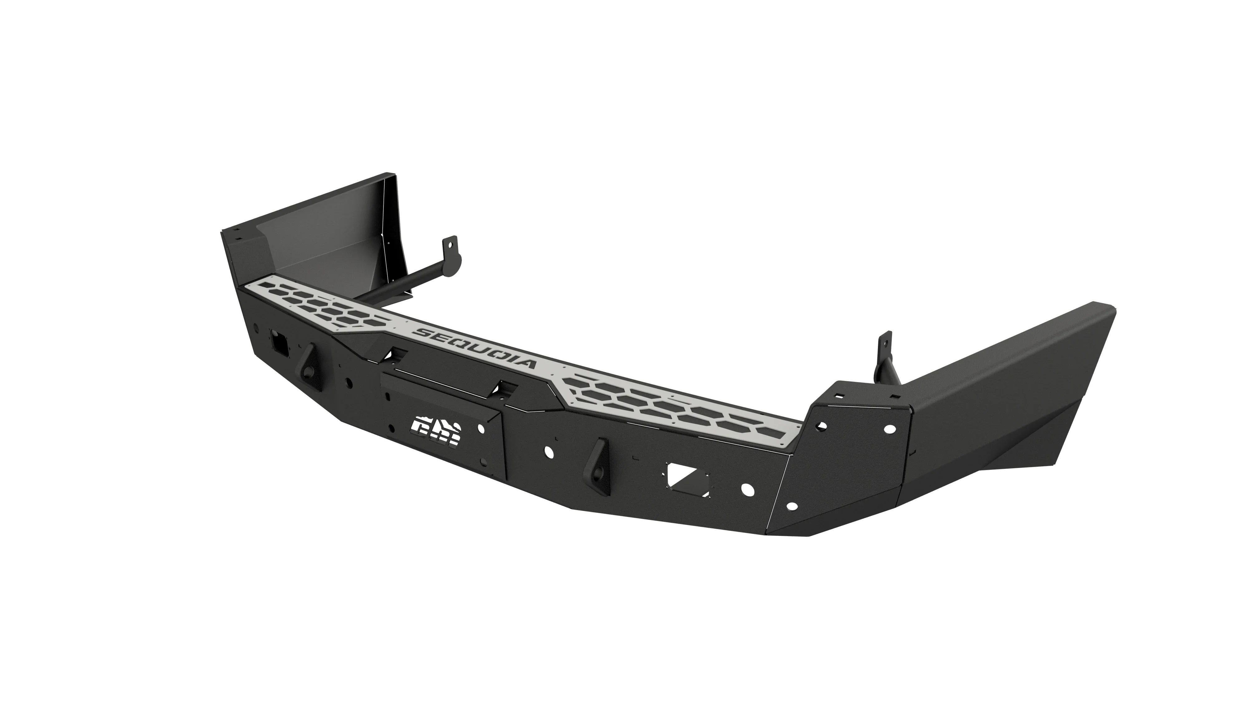 Heavy duty steel rear bumper for Toyota Sequoia with honeycomb step plate and cutouts