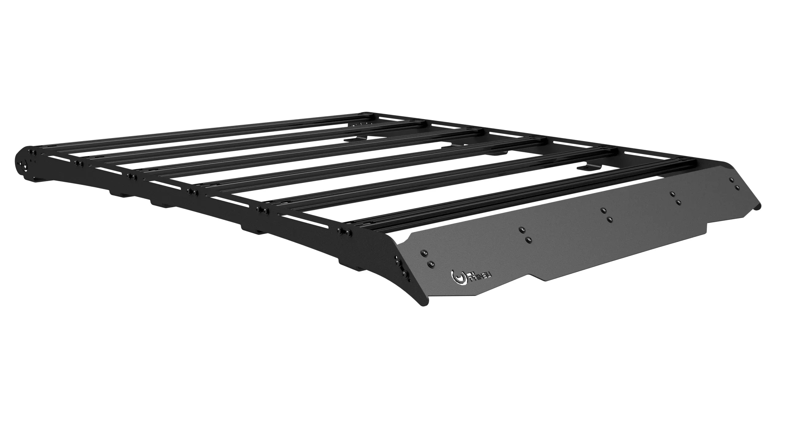 Black metal roof rack for off-road vehicles, ideal for overlanding and expedition gear