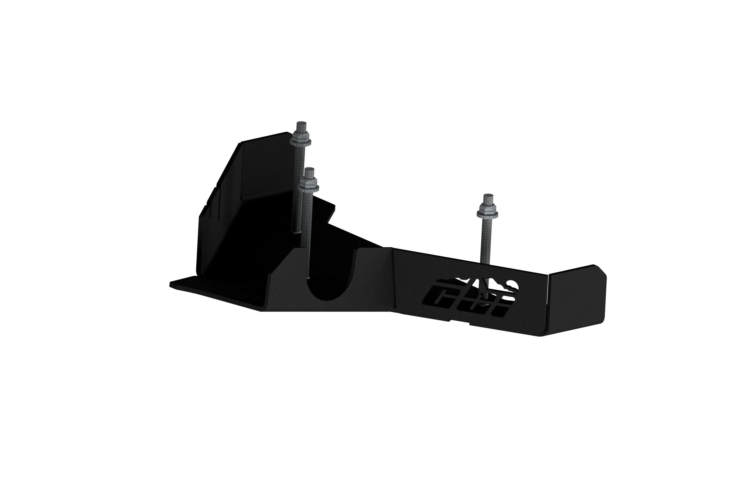 Black steel skid plate with bolts, vehicle undercarriage protection for off-road trucks