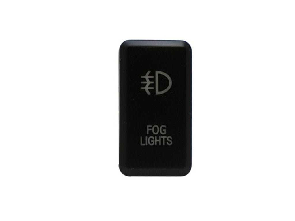 Black fog lights switch for Toyota or Jeep overland vehicle accessory dash panel