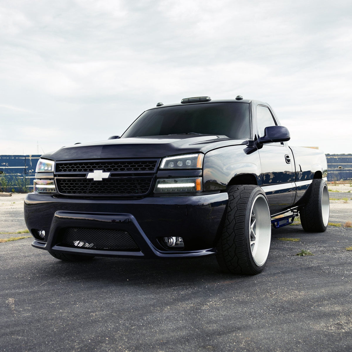 AlphaRex NOVA-Series LED Projector Headlights with Bumper Lights for Chevrolet Silverado 1500 / Chevrolet Silverado HD 2500/3500 - Alpha-Black