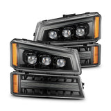 AlphaRex NOVA-Series LED Projector Headlights with Bumper Lights for Chevrolet Silverado 1500 / Chevrolet Silverado HD 2500/3500 - Alpha-Black