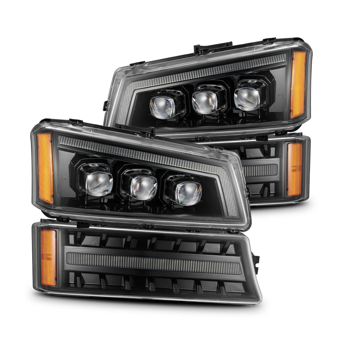 AlphaRex NOVA-Series LED Projector Headlights with Bumper Lights for Chevrolet Silverado 1500 / Chevrolet Silverado HD 2500/3500 - Alpha-Black