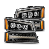 AlphaRex NOVA-Series LED Projector Headlights with Bumper Lights for Chevrolet Silverado 1500 / Chevrolet Silverado HD 2500/3500 - Black